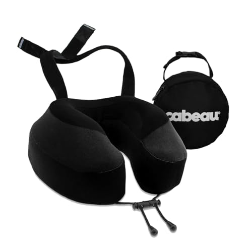 Cabeau Evolution S3 Memory Foam Travel Pillow with Seat Straps (Jet Black)