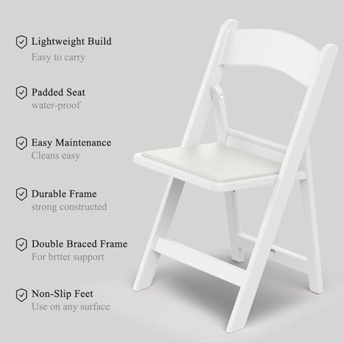 Folding Chair Set of 4, Heavy Duty Padded Event Chair with Waterproof Seat