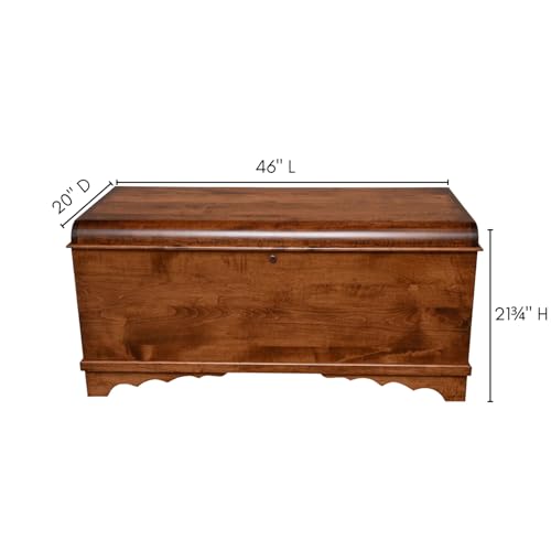 46-Inch Solid Wood Hope Chest with Waterfall Top and Cedar Bottom