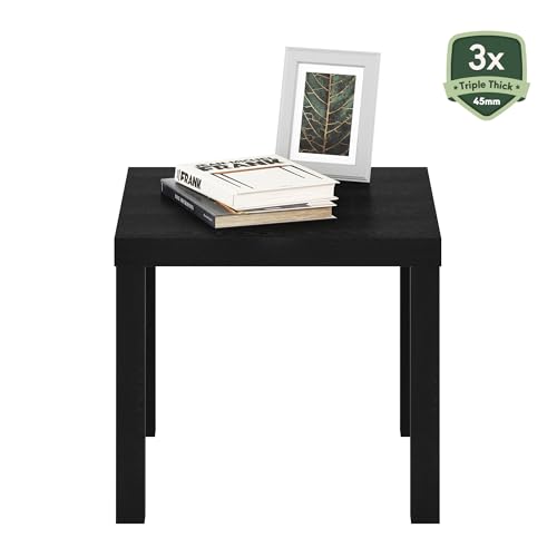 Modern Minimalist Square Side End Table - Black Accent Nightstand