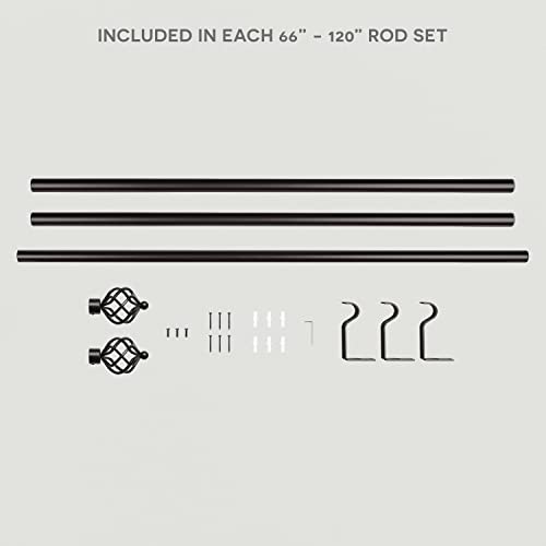 Adjustable Curtain Rod Set, 1-Inch Diameter, 66-120 Inches, Matte Bronze
