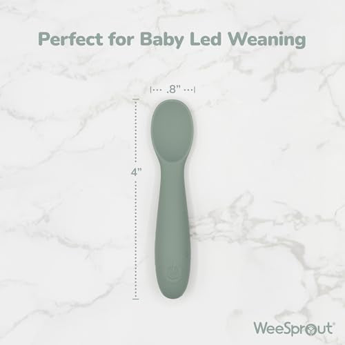 Silicone Baby Spoons for Self Feeding with Carrying Case, 3 Pack