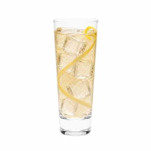 Restaurantware Moda Nude 12oz Crystal Collins Glasses Set of 6 - Dishwasher Safe, Heavy Base, Laser-Cut Rim, Fine-Blown Crystal