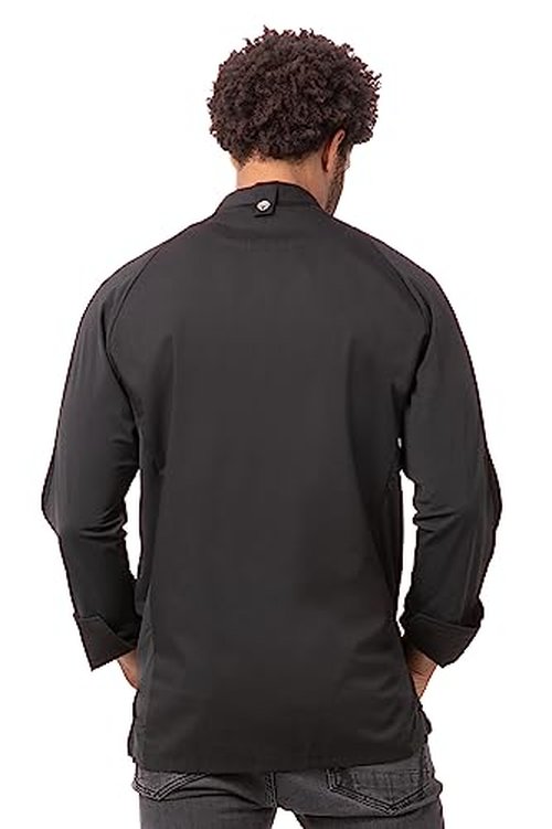 Chef Works Men's Valencia Chef Coat, Black, Small