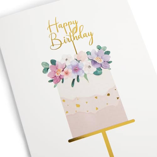 Elegant Birthday Card for Women, 5x7 Gold Foil Greeting Card