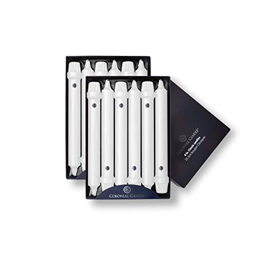 Colonial Candle Unscented White Taper Candle - Classic Collection, 8in, Pack of 12