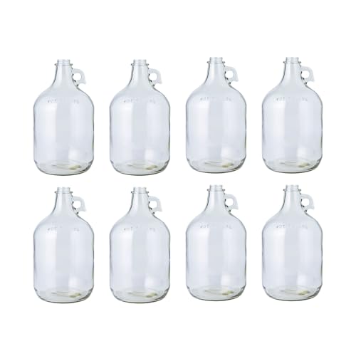 1 Gallon Glass Jugs - 8-Pack Clear Storage Bottles with Handles (128 oz)