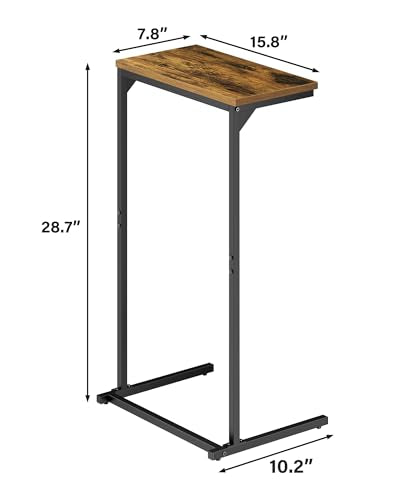 C-Shaped End Table, 28.7-Inch Tall Slim Sofa Side Table for Small Spaces
