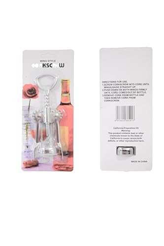 Heavy Duty Wing Corkscrew Wine Opener - Silver, Ergonomic & Durable, Pack of 2