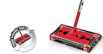Cordless Electric Floor Sweeper with Quad Brush Technology - Red