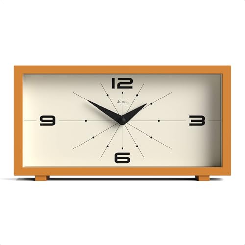 Modern Rectangular Desk Clock - Mustard Yellow Retro Shelf Clock