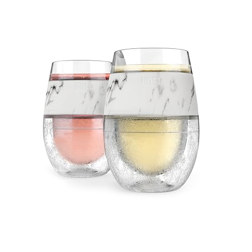 Insulated Stemless Wine Cooling Glasses - 8.5 oz Freezable Cups, Set of 2