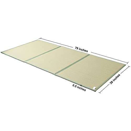 Natural Igusa Rush Grass Tatami Mat - 79" x 39" Foldable Floor Mattress