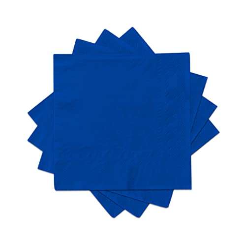 Gatherfun Blue 3-Ply Disposable Cocktail Napkins 80PCS 10x10 Inch / 5x5 Inch Party Tableware