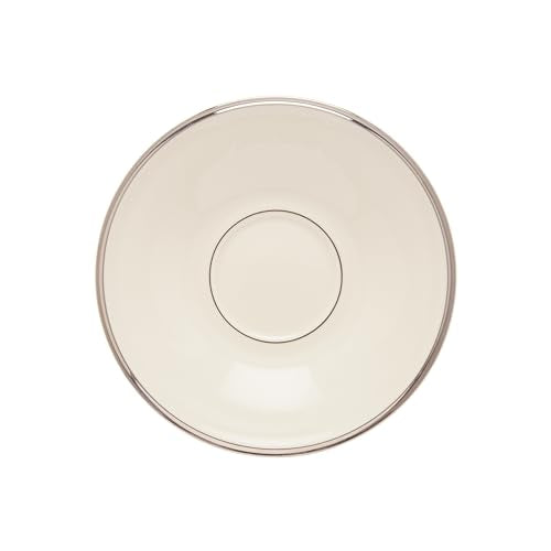 Lenox Solitaire Ivory Bone China Tea Saucer with Platinum Trim - Dishwasher Safe