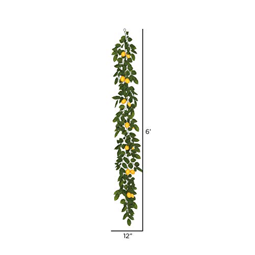 Vickerman 6' Green & Yellow Salal Lemons Garland - Realistic 14 Lemons, 52 Branches, Indoor Use