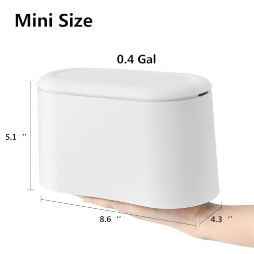 Mini Desk Trash Can with Lid - 0.5 Gal Small Countertop Wastebasket