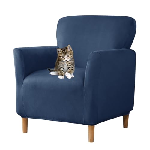 Stretch Velvet Armchair Slipcover with Arms - Anti-Slip Protector