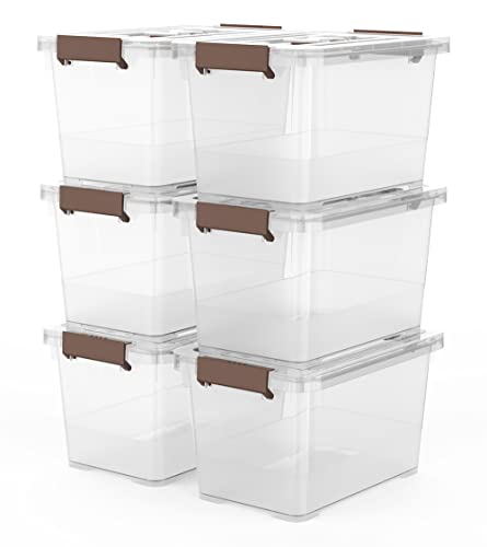 6-Pack Clear 7-Quart Plastic Storage Latch Box with Lid