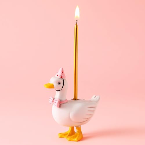 Silly Goose Cake Candle Holder - Cute Birthday Topper, 3.15 Inch