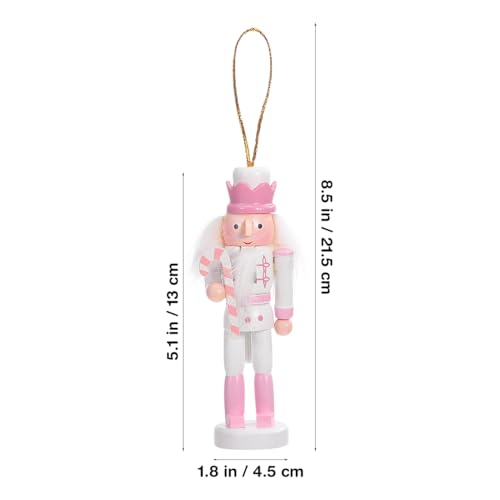 Pink Wooden Nutcracker Christmas Ornaments - 5 Pack Hanging Soldier Decor