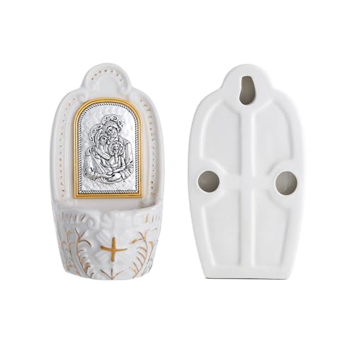 Holy Family Porcelain Holy Water Font for Wall Hanging Home Decor