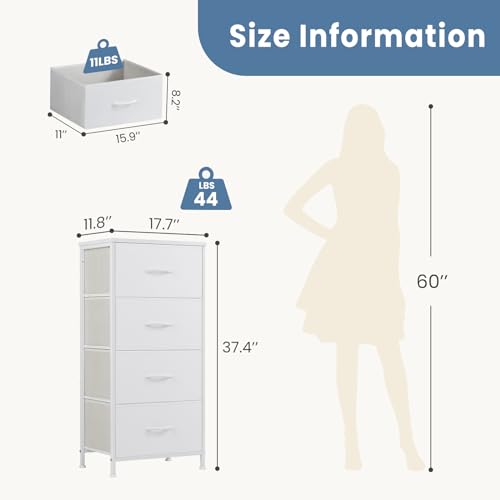 4-Drawer Nightstand with Fabric Bins and Wood Top Storage Organizer