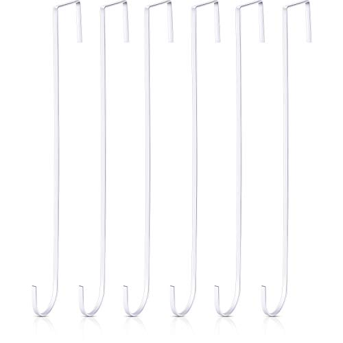 15-Inch Over The Door Wreath Hangers - 6-Pack Metal Front Door Hooks, White