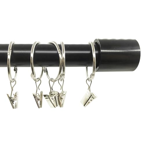 Openable Curtain Rings with Clips, 1-Inch Metal Drapery Hangers, 24 Pack