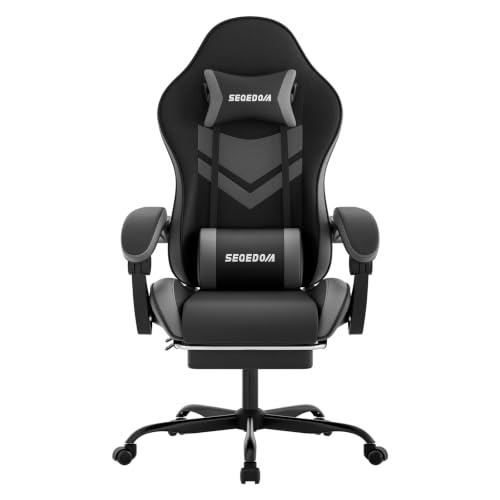 Ergonomic Gaming Chair with Footrest and Massage Lumbar Support