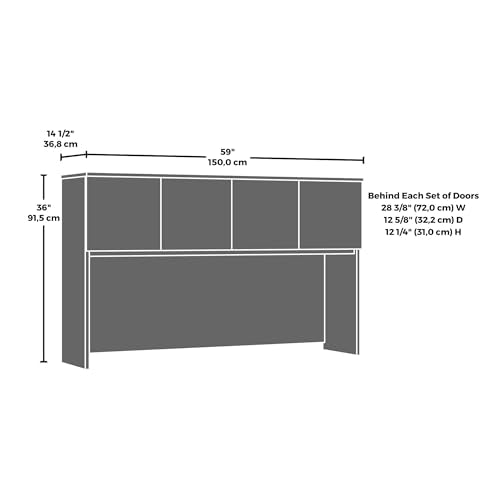 60-Inch Office Desk Hutch with Hidden Storage, Classic Cherry Finish