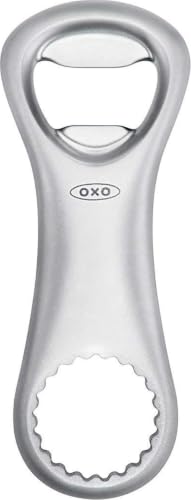 OXO Die-Cast Double-Sided Bottle Opener for Pop-Off & Twist-Top Bottles