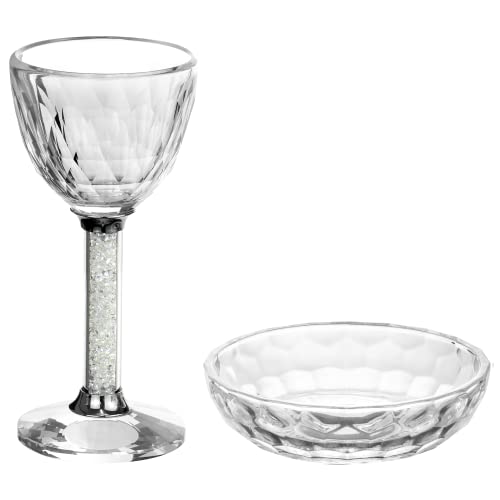 Crystal Kiddush Cup and Saucer Set - 4oz Elegant Wine Cup for Shabbat