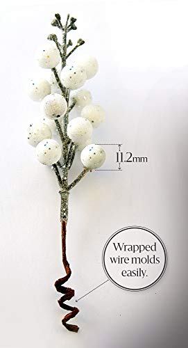Frosted White Berry Picks for Christmas Wreaths & Holiday Decor - 8 Pack