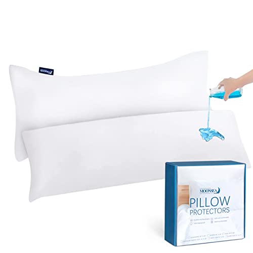 Waterproof Body Pillow Protector 2-Pack, 21" x 55" Zippered Encasement