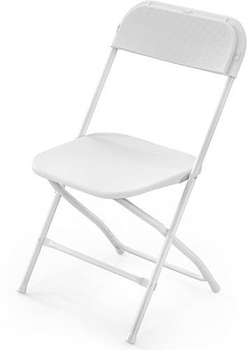 Heavy-Duty Plastic Folding Chair with Padded Seat, White Indoor Outdoor Chair