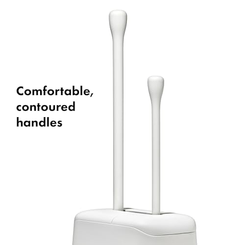 Toilet Brush and Plunger Set with Space-Saving Canister Holder
