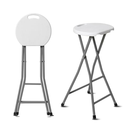 30-Inch Folding Bar Stool, Heavy Duty Portable Plastic Chair with Footrest