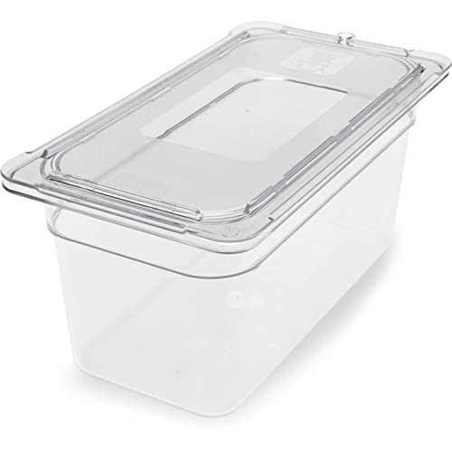 Carlisle FoodService Products Storplus Food Storage Container Food Pan, Chafing Pan with Spoonable Corners for Catering, Buffets, Restaurants, Polycarbonate (Pc), 1/3 Size 6 Inches Deep, Clear