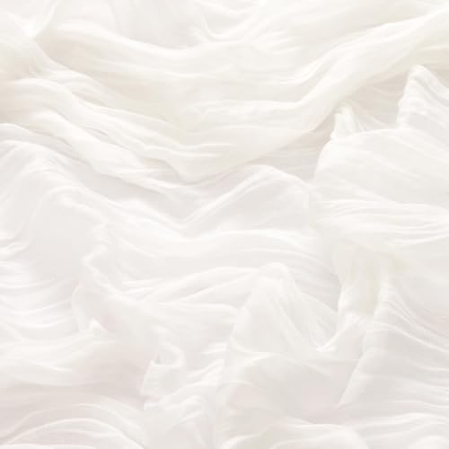 Ivory White 13ft Boho Cheesecloth Table Runner 6 Pack - Rustic Elegant Decor