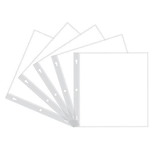 12x12 Inch Top Loading Sheet Protectors with White Inserts, 5-Pack
