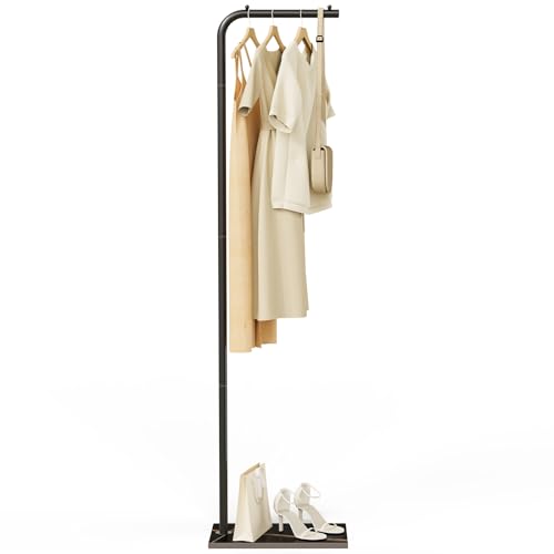 Freestanding Metal Coat Rack with Stable Rock Base, 70.8-Inch L-Shaped Stand