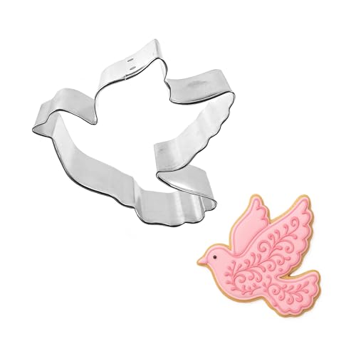 3.5 Inch Flying Dove Cookie Cutter - Tin Plated Steel, Safe Rolled Edges
