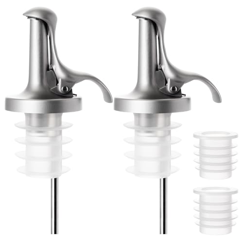 3-in-1 Liquor & Olive Oil Pour Spout Set - Silver & White, 2PCS - Lu-lupour