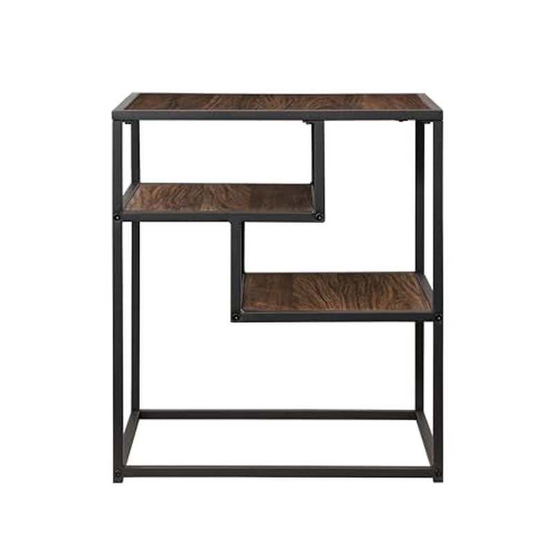 Walker Edison Finley Contemporary Floating Shelf Side Table 16 Inch Dark Walnut