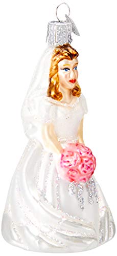 Hand-Blown Glass Bride Ornament - Brunette Wedding Keepsake