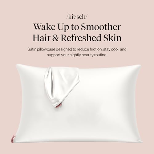 Kitsch Satin Pillowcase with Zipper Standard Size Ivory