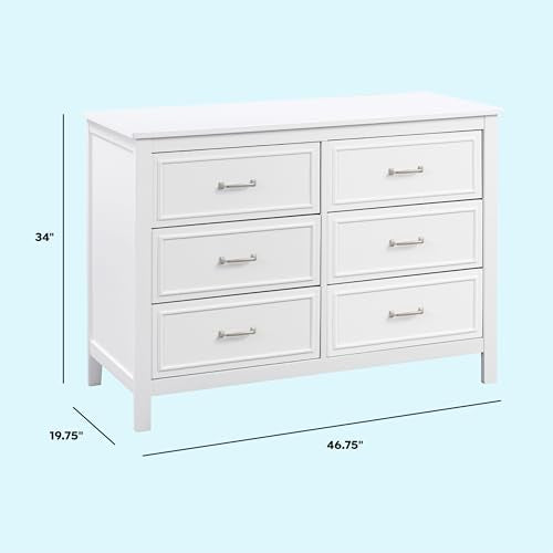 6-Drawer Nursery Dresser in White - Solid Wood Changing Table Storage