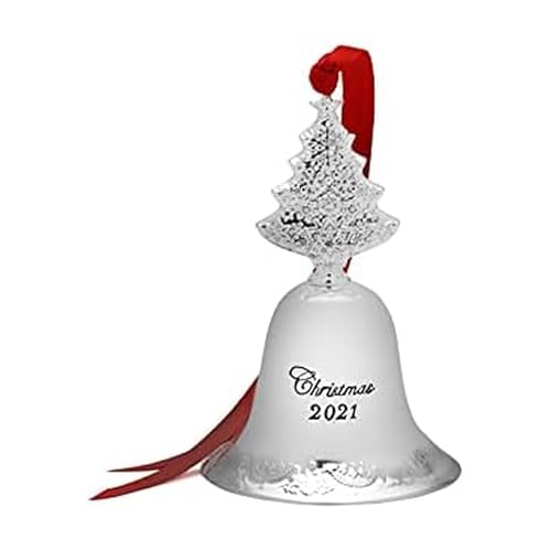 2021 Silver Plated Christmas Bell Ornament with Tree Finial 27th Edition