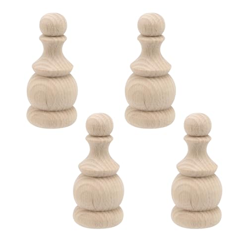 4 Pcs Unfinished Wood Finials for Furniture, Cabinetry, and Curtain Rods